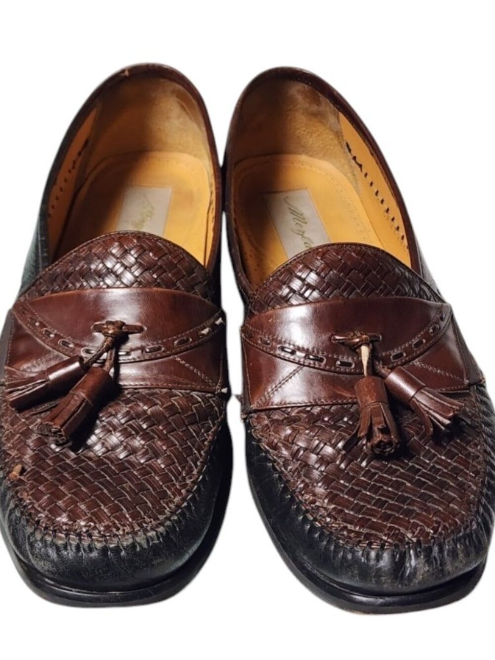 Mezlan Santa Cruz Woven Leather Tassel Loafer Two-Tone Size 11M Made in Spain